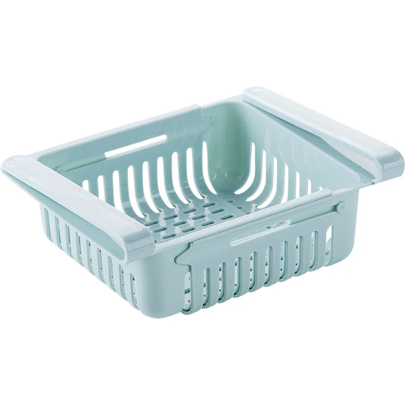 Kitchen Organizer Adjustable Kitchen Refrigerator Storage Rack Fridge Freezer Shelf Holder Pull-out Drawer Organiser Space Saver