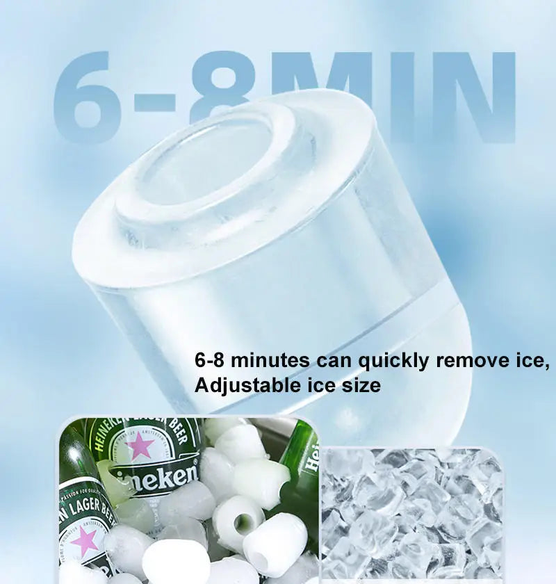 Smart Home Automatic Cleaning Ice Maker with 6-8 Minutes Fast Ice Making Ideal Christmas Gift for Family Kitchen