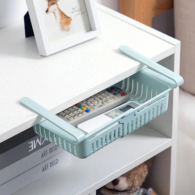 Kitchen Organizer Adjustable Kitchen Refrigerator Storage Rack Fridge Freezer Shelf Holder Pull-out Drawer Organiser Space Saver