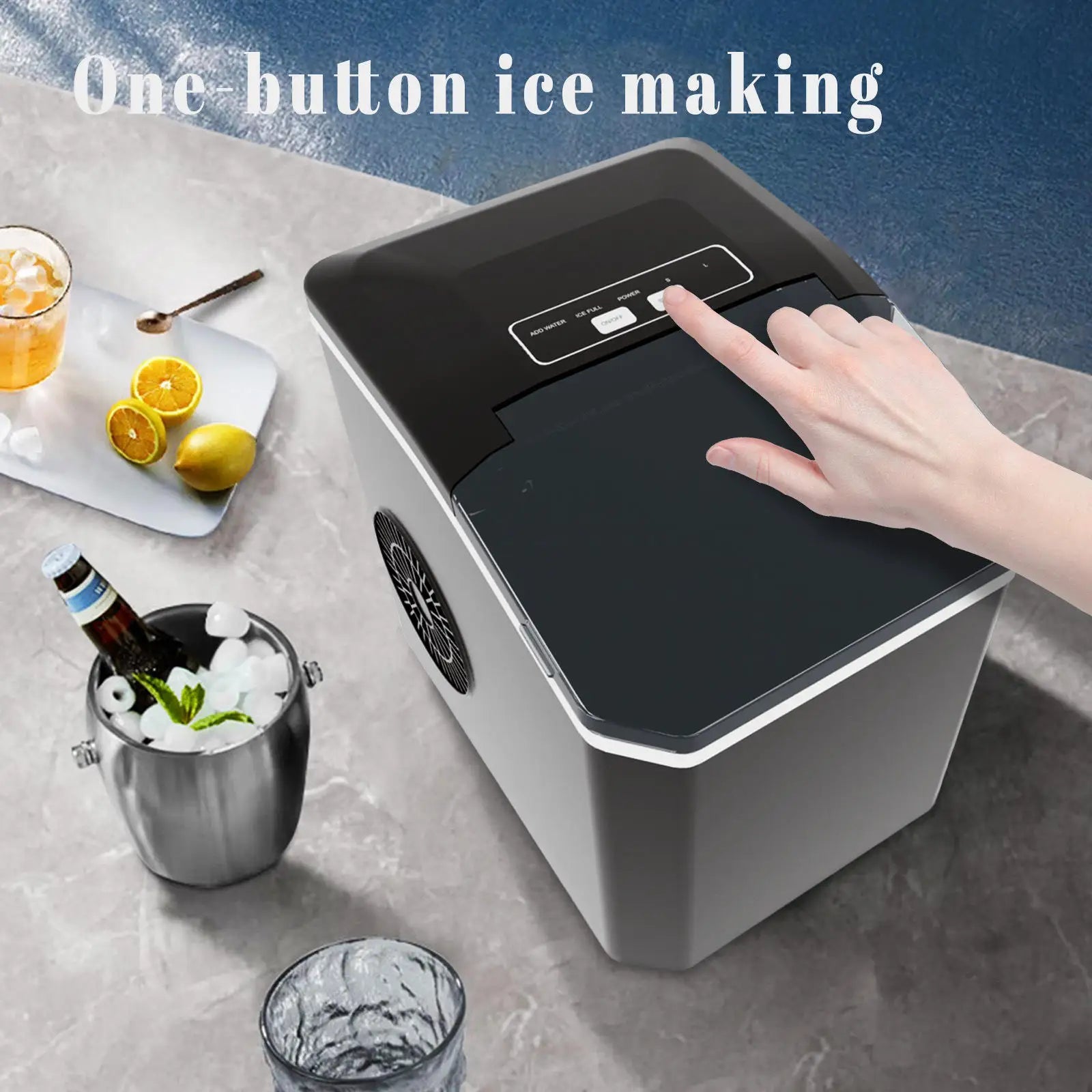 Smart Home Automatic Cleaning Ice Maker with 6-8 Minutes Fast Ice Making Ideal Christmas Gift for Family Kitchen