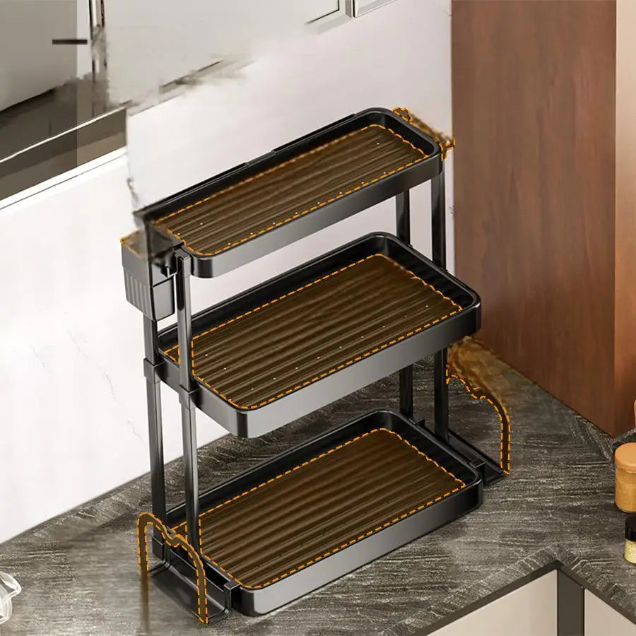 Kitchen Storage Rack, Multi-Purpose Spice Organizer, Countertop Utensil Holder for Knives, Chopsticks, Oil, Salt, Soy Sauce, Vin