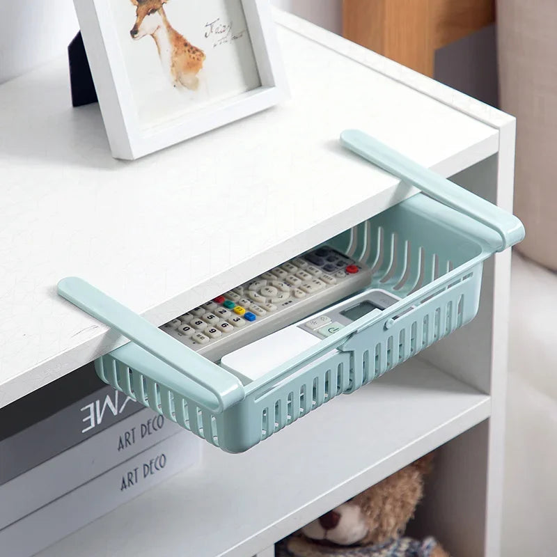 Kitchen Organizer Adjustable Kitchen Refrigerator Storage Rack Fridge Freezer Shelf Holder Pull-out Drawer Organiser Space Saver